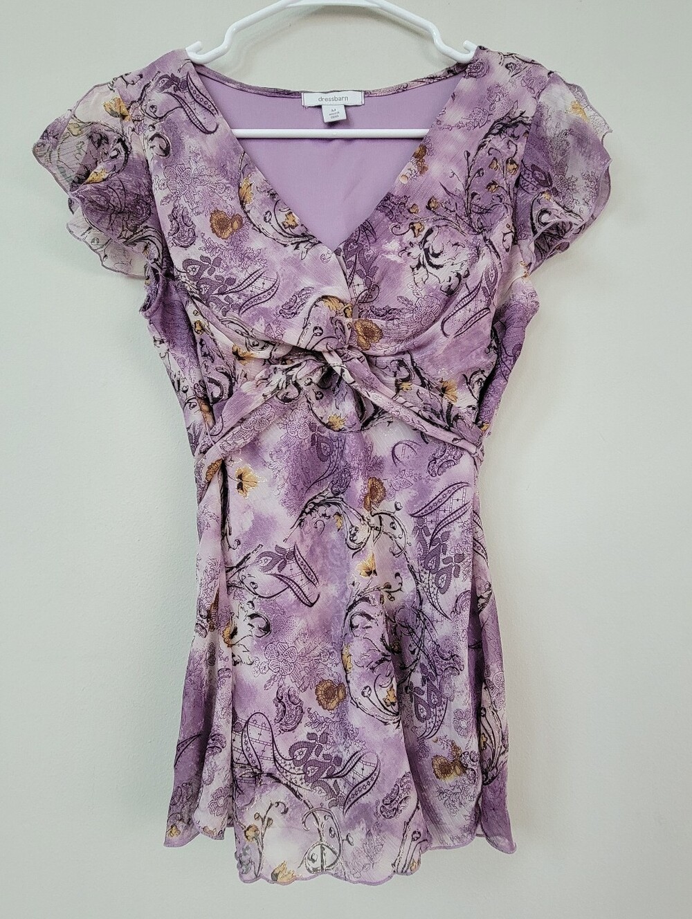Dressbarn Purple Fairy Babydoll Top Women Size M Whimsical Y2K Flirty Romantic